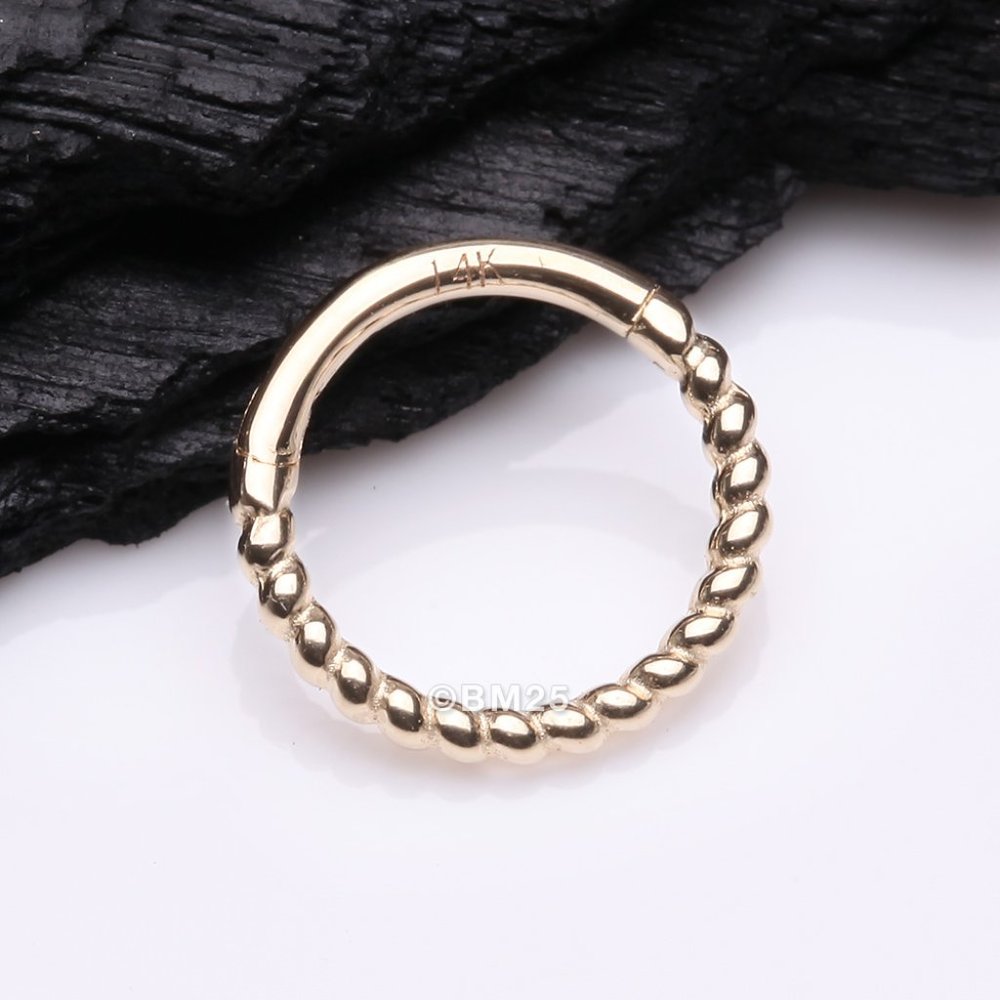 14 Karat Gold Classic Rope Clicker Hoop Ring